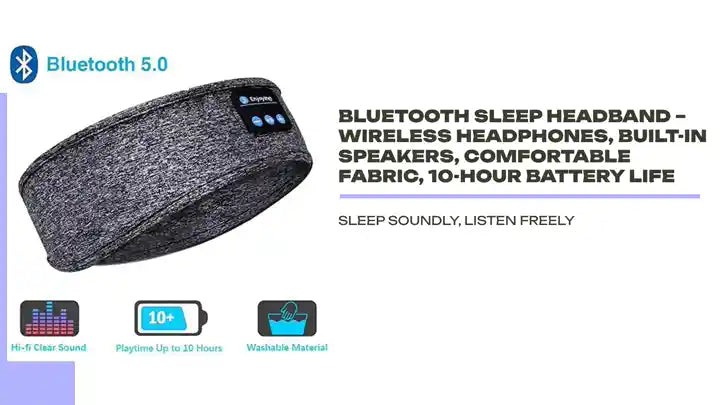 Bluetooth Sleep Headband &ndash; Wireless Headphones, Built-In Speakers, Comfortable Fabric, 10-Hour Battery Life by@Outfy