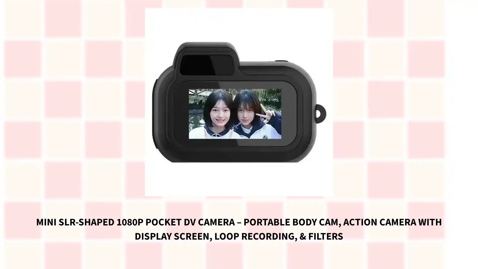 Mini Slr-Shaped 1080P Pocket DV Camera &ndash; Portable Body Cam, Action Camera with Display Screen, Loop Recording, &amp; Filters by@Outfy